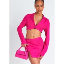 Missy Empire Chain Detail Cropped Blazer Co-Ord Rose 8 (XS) Female