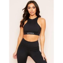 Missy Empire Empire Racer Gym Crop Top Noir 14 (L) Female