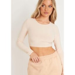Missy Empire Sleeve Crew Neck Smooth Crop Top Pierre 4 (3XS) Female