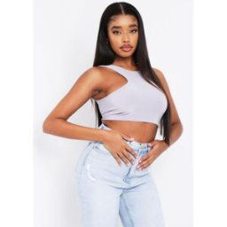 Missy Empire Racer Crop Top Gris 14 (L) Female