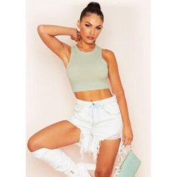 Missy Empire Racer Crop Top Sauge 14 (L) Female