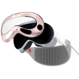 Pour Apple Vision Pro PC + Film renforcé Housse de protection VR Accessoires pour lunettes (rose)