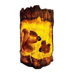 Solar Squirrel Tree Stump de Noël Décoration de Noël Jardin de vacances Ambiance de vacances en plein air Paysage Lumière (lumière chaude)