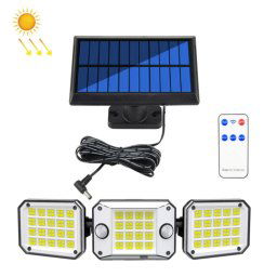 Applique murale solaire extérieure à triple tête 224 LED à double capteur avec capteur de corps rotatif, éclairage de jardin et de maison, style: divisé