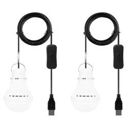 5W USB Bulbe Camping Light, Spécifications: Switch Wire 6500k Cold White, Quantité: 2pcs