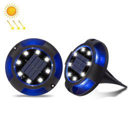 Lampe de pelouse enterrée en extérieur de la lampe solaire en plein air, Spec: 8 LED White + Bleu Light (coquille en plastique)