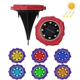 2 PCS 8 LED 8 LEDS Pétales solaires Enterré Lampe étanche Garden Light, Spécifications: Rose rouge (lumière colorée)