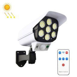 Capteur solaire LED murmaut mural Simulation de la simulation caméra éblouissement Lampe de rue anti-voleur, style: télécommande (77ed)