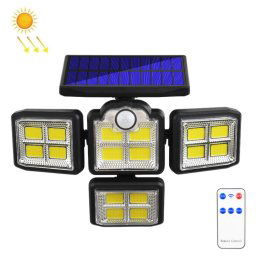 TG-TY085 Feuille murale rotative Solar à 4 têtes avec contrôle à distance Sensation de corps en plein air Lampe de jardin imperméable, style: 198 COB intégré