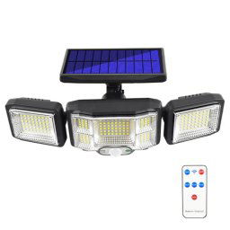 Applique murale solaire télécommandée à triple capteur de rotation à LED, spécification : 192 LED intégré