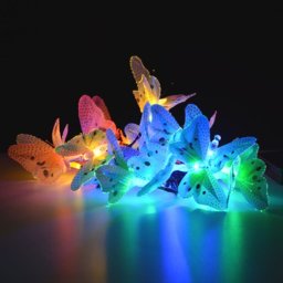 Fée de fée à fibre optique papillon à énergie solaire, lumières de vacances de jardin extérieur de Noël imperméables, taille: 4m 12LEDs