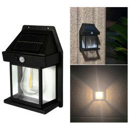Applique murale solaire extérieure en tungstène, 3 modes, détection du corps, veilleuse étanche pour villa de jardin, spécifications : noir régulier
