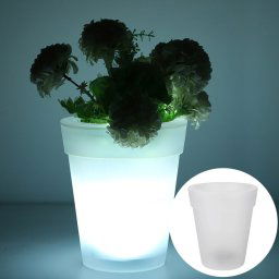 Led Solar Flower Pot Pot Jardin léger Pot de fleur lumineux Clair légère pelouse lumière Décoration de Noël (lumière blanche)
