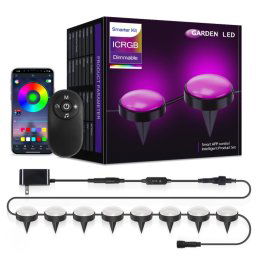 SKS-JZ-13 DC 12V 10m 15 LEDs Bluetooth RGB Lawn Light String Étanche LED Enterré Lumières US Plug
