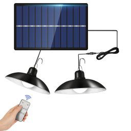 Lustre à ampoule LED solaire d'extérieur étanche IP65, lumières d'intérieur, spécifications : double lumière blanche avec télécommande