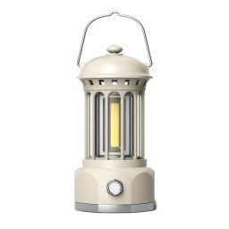 Modèle de batterie COB Lampe de camping en plein air portable Atmosphère Lampe de tente Lampe rétro, Taille: Big Beige