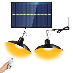 Lustre à ampoule LED solaire d'extérieur étanche IP65, lumières d'intérieur, spécifications : double lumière chaude avec télécommande