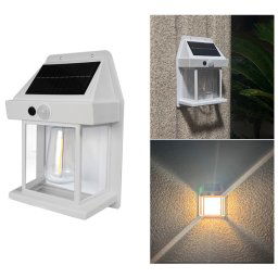 Applique murale solaire extérieure en tungstène, 3 modes, détection du corps, veilleuse étanche pour villa de jardin, spécifications : grand blanc