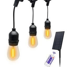 La guirlande RVB à télécommande solaire extérieure allume les lumières de décoration de Noël, spécification: lumière chaude