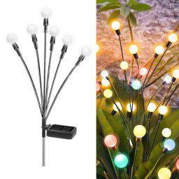La luciole solaire allume les lumières imperméables de pelouse de jardin extérieur de Noël, couleur: lumière de couleur de 6 têtes