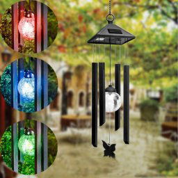 Lampe de vélo de vent solaire de plein air, étanche en acier inoxydable suspendu lampe de décoration de lampe de décoration