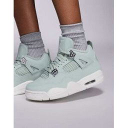 Nike - Air Jordan 4 Retro - Baskets - Vert/argentÃ© Vert WM 5.5 female