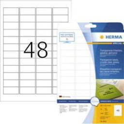 Herma 8016 Etiquette plastique 45.7 x 21.2 mm film, brillant transparent 1200 pc(s) fixation permanente imprimante laser, photocopieuse, imprimante laser