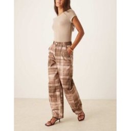 ASOS DESIGN - Pantalon Ã carreaux bouffant en tissu lavÃ©-Multicolore Multicolore 46 female
