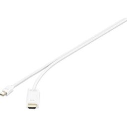 Câble adaptateur Renkforce Mini-Display / HDMI Fiche mâle Mini DisplayPort, Fiche mâle HDMI-A 3.00 m blanc RF-3697526 contacts dorés Câble DisplayPort