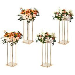 VEVOR 4PCS Support de Fleurs de Mariage 60 cm Porte-fleurs Métal Doré Centre de Table Mariage Vase Géométrique Stratifié Présentoir Floral pour Réception d'Événements, Décoration de Fête à la Maison