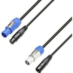 Adam Hall Cables 8101 PSDT 1000 - Power Twist In & XLRf sur Power Twist Out & XLRm 10 m - Câbles hybrides DMX, AES/EBU