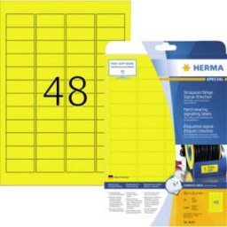 Herma 8030 Etiquette plastique 45.7 x 21.2 mm film de polyester jaune 1200 pc(s) fixation extra-forte imprimante laser, imprimante laser couleur,