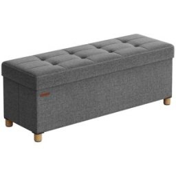 SONGMICS Pouf avec rangement pliable, Gris Foncé / 38P x 110L x 40H cm