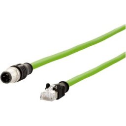 Metz Connect 142M4D15020 M12 Câble réseau, câble patch CAT 5e S/UTP 2.00 m vert gaine PUR, résistant aux acides, résistant à lozone, résistant aux UV, pour