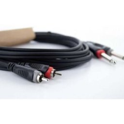 Câble de raccordement Cordial 14839 Jack / Cinch-RCA audio [2x Jack mâle 6,3 mm (mono) - 2x Cinch-RCA mâle] 1 m noir gaine en PVC, câble jumelé