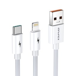 awei CL-79 2 en 1 USB de 1,2 m à 8 broches + câble de chargement multiple USB-C / Type-C