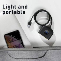 Baseus HUB Square round 4in1 USB Adapter USB3.0*1 + USB2.0*3 1m Black (CAHUB-AY01)