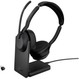 Jabra Evolve 2 55 MS Stereo Micro-casque supra-auriculaire Bluetooth Stereo noir Noise Cancelling, Suppression du bruit du microphone avec station daccueil et