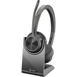 HP Poly Voyager 4320 UC Stereo Micro-casque supra-auriculaire Bluetooth Stereo noir Noise Cancelling volume réglable, avec station daccueil et de charge