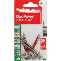 Fischer 537670 DuoPower 6 x 50 S A2 K NV Set de chevilles 50 mm 6 mm 1 set