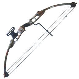 Arc à poulie de chasse composite 40-55 lbs camouflage + 2 flèches
