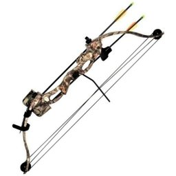 Arc à poulie de chasse performant camouflage + 2 flèches
