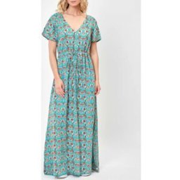 Robe courte La Fiancee Du Mekong Robe manches papillon coton bio AMAYA Bleu