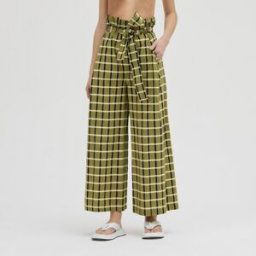 Pantalon Erika Cavallini pantalon large en coton à carreaux multicolor