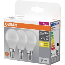 OSRAM HOMELIGHTING 4058075090507 LED CEE F (A - G) E14 forme de poire 4.9 W = 40 W blanc chaud (Ø x L) 45 mm x 82 mm 3 pc(s)