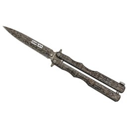 Couteau papillon balisong Acier Rainblack design lame 9,5 cm