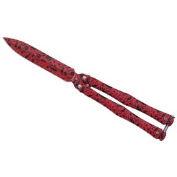 Couteau papillon balisong Acier design 3D rouge Albainox