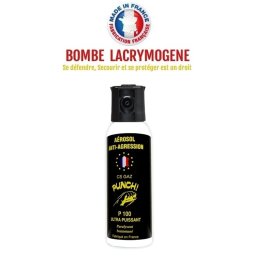 Bombe lacrymogène 100ml GAZ CS - aérosol spray lacrymo