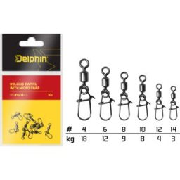 Delphin Rolling swivel with micro snap /par 10 14/3kg Gold, Gray, Brown, Beige 14/3kg