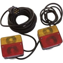 HP Autozubehör Kit déclairage pour remorque 7 pôles clignotant, feu stop, éclairage de marquage arrière 12 V noir avec porte-éclairage, avec support magnétique